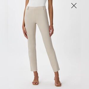 Quince Ultra-Stretch Ponte Straight Leg Pants in Ecru, size XS, 30” inseam